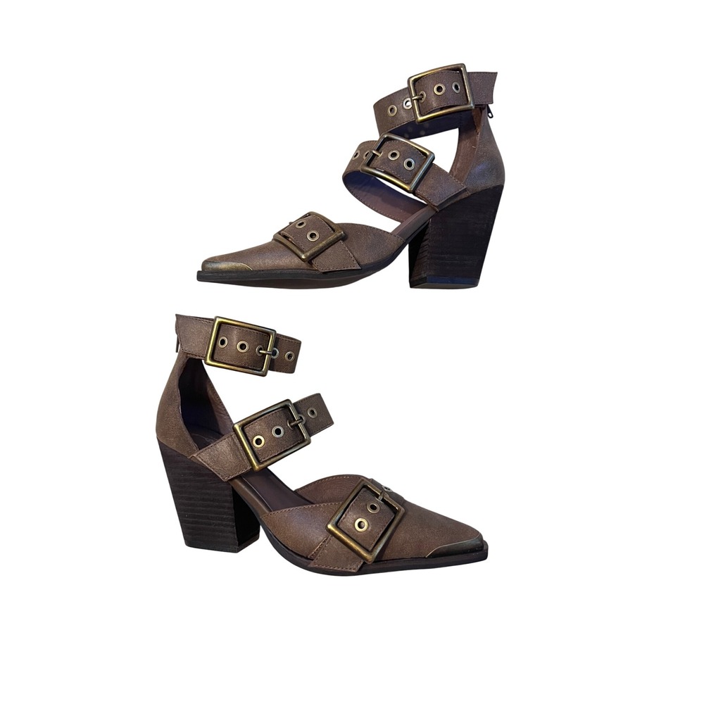 NEW‎ Jeffrey Campbell Free People Hendrix Heels Oiled Brown Size 7 - Picture 2 of 10